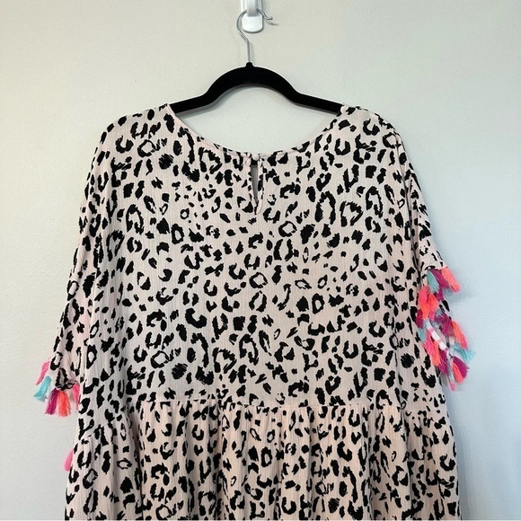 Savanna Jane Women's Stepping Ahead Leopard Neon Tassel Dress Size 2X GUC - Picture 8 of 11